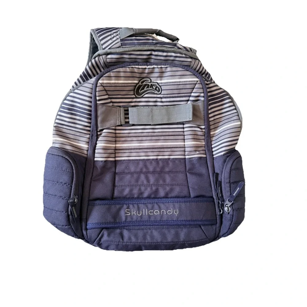SkullyCandy Ink'd Backpack Skater Bag Retro 2000s Gray Blue Padded